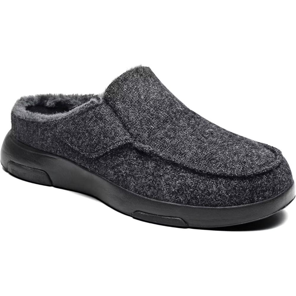 imageOrthoComfoot Mens Orthopedic Slippers Shoes with Arch Support Plantar Fasciitis House Slip On Loafers Comfortable Moccasin Mule Clogs for Indoor OutdoorBlack