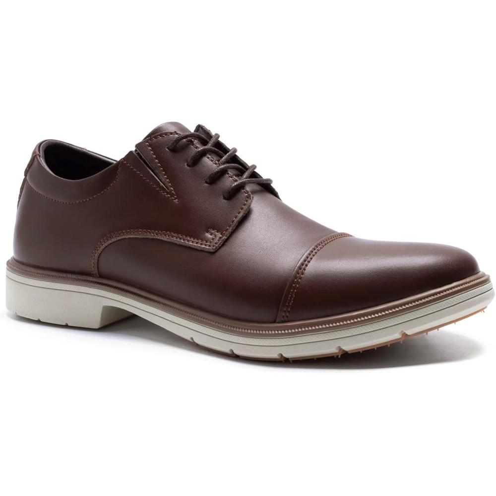 imageOrthopedic Business Leather Dress Shoes  Arch Support Formal Wingtip Oxford Patent Shoe for Men Plantar Fasciitis Cap Toe Comfortable Lace Up Oxfords for Tuxedo for Foot Pain ReliefW2dark Brown
