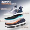 Men’s Orthopedic Road Running Sneakers: Comfortable Casual Arch Supports Plantar Fasciitis Orthotic Sports Athletic Shoes, Flat Feet High Arch Tennis Work Walking Shoes for Foot Heel and Pain Relief(W2-dark Blue)