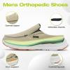 OrthoComfoot Men’s Orthopedic Slip-On Loafers Walking Shoes: Casual Comfortable Arch Support Slippers for Plantar Fasciitis, Soft Canvas Orthotic Shoes for Foot and Heel Pain Relief(W3-khaki)