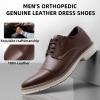 Orthopedic Business Leather Dress Shoes – Arch Support Formal Wingtip Oxford Patent Shoe for Men- Plantar Fasciitis Cap Toe Comfortable Lace Up Oxfords for Tuxedo for Foot Pain Relief(W2-dark Brown)