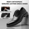 Orthopedic Business Leather Dress Shoes – Arch Support Formal Wingtip Oxford Patent Shoe for Men- Plantar Fasciitis Cap Toe Comfortable Lace Up Oxfords for Tuxedo for Foot Pain Relief(W1-black)