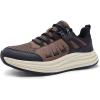 Men’s Orthopedic Breathable Walking Shoes: Arch Support Orthotic Flat Feet Plantar Fasciitis Workout Tennis Shoes, Breathable Soft Heel Spur Athletic Work Exercise Trail Sneakers Brown Size 10.5