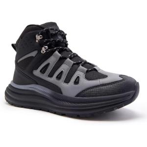 Men’s Orthopedic Wide Mid Trekking Hiking Boots: Comfortable Plantar Fasciitis Ankle Support Work Walking Shoes, Orthotic Casual Sport Gym Cross Training Trail Sneakers for Foot Heel Pain Relief(W1-black)
