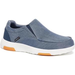 OrthoComfoot Men’s Orthopedic Comfortable Slip-On Shoes with Arch Support, Orthotic Loafers for Plantar Fasciitis, Canvas Leisure Vintage Flat Walking Shoes for Foot and Heel Pain Relief(W9-dark Blue)