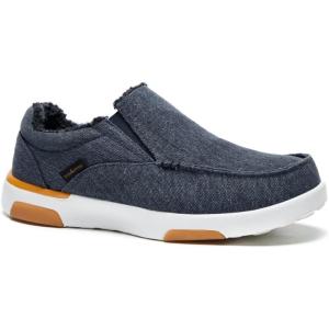 OrthoComfoot Men’s Orthopedic Comfortable Slip-On Shoes with Arch Support, Orthotic Loafers for Plantar Fasciitis, Canvas Leisure Vintage Flat Walking Shoes for Foot and Heel Pain Relief(W1a-denim( Built-in Fleece Lining ))