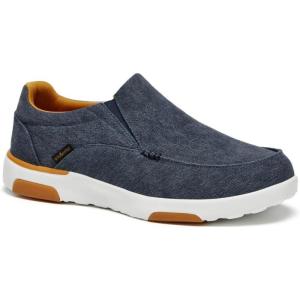 OrthoComfoot Men’s Orthopedic Comfortable Slip-On Shoes with Arch Support, Orthotic Loafers for Plantar Fasciitis, Canvas Leisure Vintage Flat Walking Shoes for Foot and Heel Pain Relief(W1-denim)