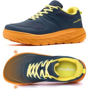 OrthoComfoot Men’s Orthopedic Diabetic Wide Walking Shoes: Comfortable Arch Support Plantar Fasciitis Sports Running Sneakers, Casual Swollen Bunion Work Tennis Shoes for Foot and Heel Pain Relief(K3-dark Blue)