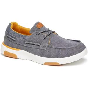 OrthoComfoot Men’s Orthopedic Slip-On Loafers Walking Shoes: Casual Canvas Plantar Fasciitis Loafers with Arch Support, Comfortable Orthotic Shoes for Foot and Heel Pain Relief(W5-grey)