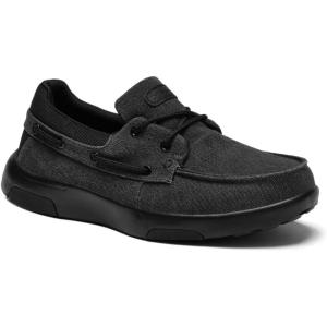 OrthoComfoot Men’s Orthopedic Slip-On Loafers Walking Shoes: Casual Canvas Plantar Fasciitis Loafers with Arch Support, Comfortable Orthotic Shoes for Foot and Heel Pain Relief(W2-black)