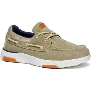 OrthoComfoot Men’s Orthopedic Slip-On Loafers Walking Shoes: Casual Canvas Plantar Fasciitis Loafers with Arch Support, Comfortable Orthotic Shoes for Foot and Heel Pain Relief(W4-khaki)