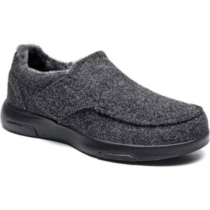 OrthoComfoot Mens Orthopedic Slippers Shoes with Arch Support: Plantar Fasciitis House Slip On Loafers, Comfortable Moccasin Mule Clogs for Indoor Outdoor(W1-black)