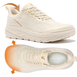 OrthoComfoot Orthopedic Diabetic Men’s Wide Shoes: Comfortable Arch Support Running Sneakers, Plantar Fasciitis Wide Toe Box Work Tennis Outdoor Walking Shoes for Swollen Feet, Heel Pain(K2-beige)