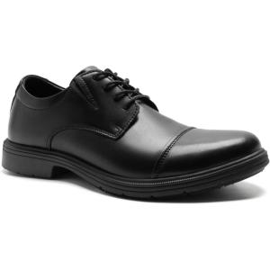 Orthopedic Business Leather Dress Shoes – Arch Support Formal Wingtip Oxford Patent Shoe for Men- Plantar Fasciitis Cap Toe Comfortable Lace Up Oxfords for Tuxedo for Foot Pain Relief(W1-black)