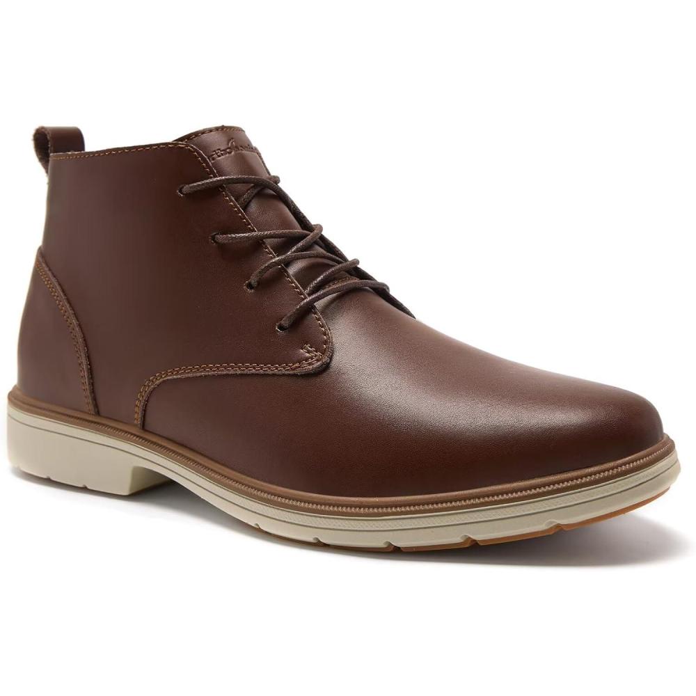 imageMens Orthopedic Leather Chukka Boots Comfortable Arch Support Plantar Fasciitis Tuxedo Dress Walking Ankle Mid Derby Boot Orthotics Flat Feet Casual Wingtip Oxford for Foot and Heel Pain ReliefW2dark Brown