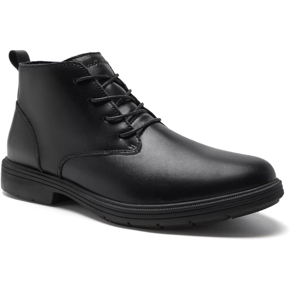 imageMens Orthopedic Leather Chukka Boots Comfortable Arch Support Plantar Fasciitis Tuxedo Dress Walking Ankle Mid Derby Boot Orthotics Flat Feet Casual Wingtip Oxford for Foot and Heel Pain ReliefW1black