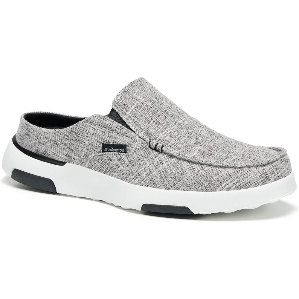 imageOrthoComfoot Mens Orthopedic SlipOn Loafers Walking Shoes with Arch Support Casual Plantar Fasciitis Slippers for Flat Feet Comfortable Orthotic Shoes for Foot and Heel Pain ReliefW4light Grey