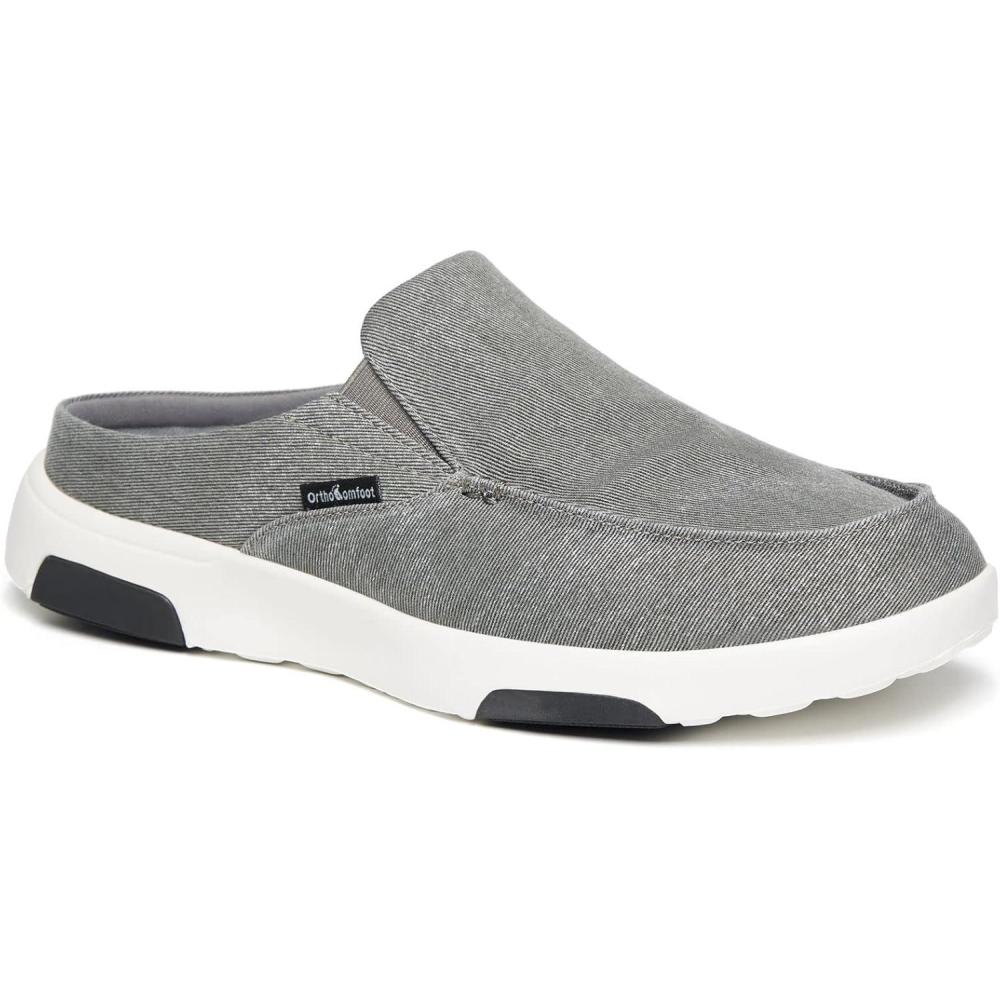 imageOrthoComfoot Mens Orthopedic SlipOn Loafers Walking Shoes with Arch Support Casual Plantar Fasciitis Slippers for Flat Feet Comfortable Orthotic Shoes for Foot and Heel Pain ReliefW10grey