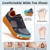 Men’s Orthopedic Diabetic Wide Toe Box Walking Shoes: Comfortable Arch Support Plantar Fasciitis Orthotics Sport Shoes, Swollen Feet Casual Running Tennis Sneakers for Foot and Heel Pain Relief(K3-grey Orange)