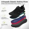 Men’s Orthopedic Diabetic Wide Toe Box Walking Shoes: Comfortable Arch Support Plantar Fasciitis Orthotics Sport Shoes, Swollen Feet Casual Running Tennis Sneakers for Foot and Heel Pain Relief(K1-black)
