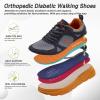 Men’s Orthopedic Diabetic Wide Toe Box Walking Shoes: Comfortable Arch Support Plantar Fasciitis Orthotics Sport Shoes, Swollen Feet Casual Running Tennis Sneakers for Foot and Heel Pain Relief(K3-grey Orange)
