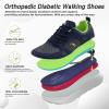 Men’s Orthopedic Diabetic Wide Toe Box Walking Shoes: Comfortable Arch Support Plantar Fasciitis Orthotics Sport Shoes, Swollen Feet Casual Running Tennis Sneakers for Foot and Heel Pain Relief(K2-dark Blue)