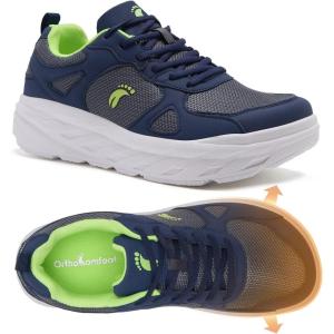 Men’s Orthopedic Diabetic Wide Toe Box Walking Shoes: Comfortable Arch Support Plantar Fasciitis Orthotics Sport Shoes, Swollen Feet Casual Running Tennis Sneakers for Foot and Heel Pain Relief(K2-dark Blue)