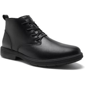 Men’s Orthopedic Leather Chukka Boots: Comfortable Arch Support Plantar Fasciitis Tuxedo Dress Walking Ankle Mid Derby Boot, Orthotics Flat Feet Casual Wingtip Oxford for Foot and Heel Pain Relief(W1-black)