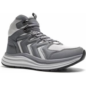 Men’s Orthopedic Mid Trekking Hiking Boots: Comfortable Plantar Fasciitis Ankle Support Work Walking Running Shoes, Orthotic Cushion Sport Gym Cross Training Trail Sneakers for Foot Heel Pain Relief(W2-grey)