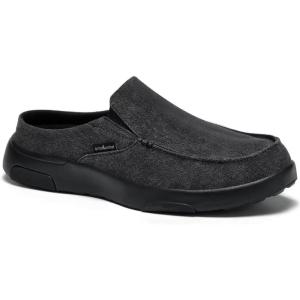 OrthoComfoot Men’s Orthopedic Slip-On Loafers Walking Shoes with Arch Support: Casual Plantar Fasciitis Slippers for Flat Feet, Comfortable Orthotic Shoes for Foot and Heel Pain Relief(W2-black)