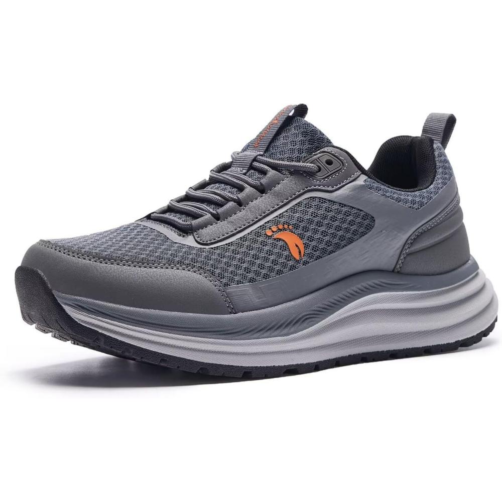 imageMens Orthopedic Trail Running Shoes Comfortable Arch Support Plantar Fasciitis Cross Training Athletic Sneakers Orthotic Flat Feet Hiking Workout Tennis Walking Sports Shoes for Foot Heel PainW2grey