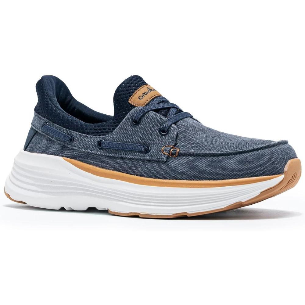 imageOrthoComfoot Mens Orthopedic Slip On Loafers Comfortable Arch Support Loafers for Plantar Fasciitis Orthotic Flat Feet Casual Walking Shoes for Foot and Heel Pain ReliefW1denim