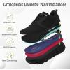 Men’s Orthopedic Diabetic Wide Walking Shoes: Comfortable Plantar Fasciitis Fashion Sneakers with Arch Support, Casual Hammer Toes Swollen Tennis Work Sports Shoes for Heel and Foot Pain Relief(K1-black)