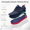 Men’s Orthopedic Diabetic Wide Walking Shoes: Comfortable Plantar Fasciitis Fashion Sneakers with Arch Support, Casual Hammer Toes Swollen Tennis Work Sports Shoes for Heel and Foot Pain Relief(K3-dark Blue)