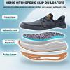 Men’s Orthopedic Slip On Walking Shoes: Comfortable Plantar Fasciitis Arch Support Orthotic Loafers, Flat Feet Casual Vintage Flat Canvas Shoes for Foot and Heel Pain Relief(W1-denim)