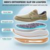 Men’s Orthopedic Slip On Walking Shoes: Comfortable Plantar Fasciitis Arch Support Orthotic Loafers, Flat Feet Casual Vintage Flat Canvas Shoes for Foot and Heel Pain Relief(W3-khaki)