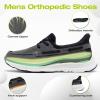 OrthoComfoot Men’s Orthopedic Slip On Loafers: Comfortable Arch Support Loafers for Plantar Fasciitis, Orthotic Flat Feet Casual Walking Shoes for Foot and Heel Pain Relief(W2-black)