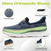 OrthoComfoot Men’s Orthopedic Slip On Loafers: Comfortable Arch Support Loafers for Plantar Fasciitis, Orthotic Flat Feet Casual Walking Shoes for Foot and Heel Pain Relief(W1-denim)