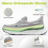 OrthoComfoot Men’s Orthopedic Slip On Loafers: Comfortable Arch Support Loafers for Plantar Fasciitis, Orthotic Flat Feet Casual Walking Shoes for Foot and Heel Pain Relief(W3-light Grey)
