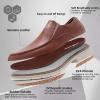 Orthopedic Business Leather Dress Shoes: Comfortable Arch Support Plantar Fasciitis Formal Tuxedo Oxford for Mens, Casual Classic Modern Wingtip Slip On Loafers for Foot and Heel Pain Relief(W3-brown)