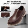 Orthopedic Business Leather Dress Shoes: Comfortable Arch Support Plantar Fasciitis Formal Tuxedo Oxford for Mens, Casual Classic Modern Wingtip Slip On Loafers for Foot and Heel Pain Relief(W2-dark Brown)
