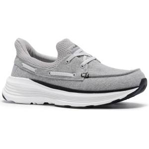 OrthoComfoot Men’s Orthopedic Slip On Loafers: Comfortable Arch Support Loafers for Plantar Fasciitis, Orthotic Flat Feet Casual Walking Shoes for Foot and Heel Pain Relief(W3-light Grey)