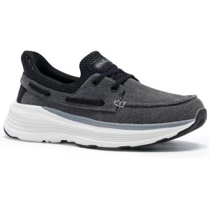 OrthoComfoot Men’s Orthopedic Slip On Loafers: Comfortable Arch Support Loafers for Plantar Fasciitis, Orthotic Flat Feet Casual Walking Shoes for Foot and Heel Pain Relief(W2-black)