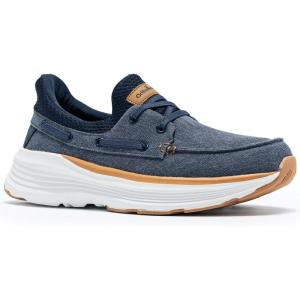 OrthoComfoot Men’s Orthopedic Slip On Loafers: Comfortable Arch Support Loafers for Plantar Fasciitis, Orthotic Flat Feet Casual Walking Shoes for Foot and Heel Pain Relief(W1-denim)