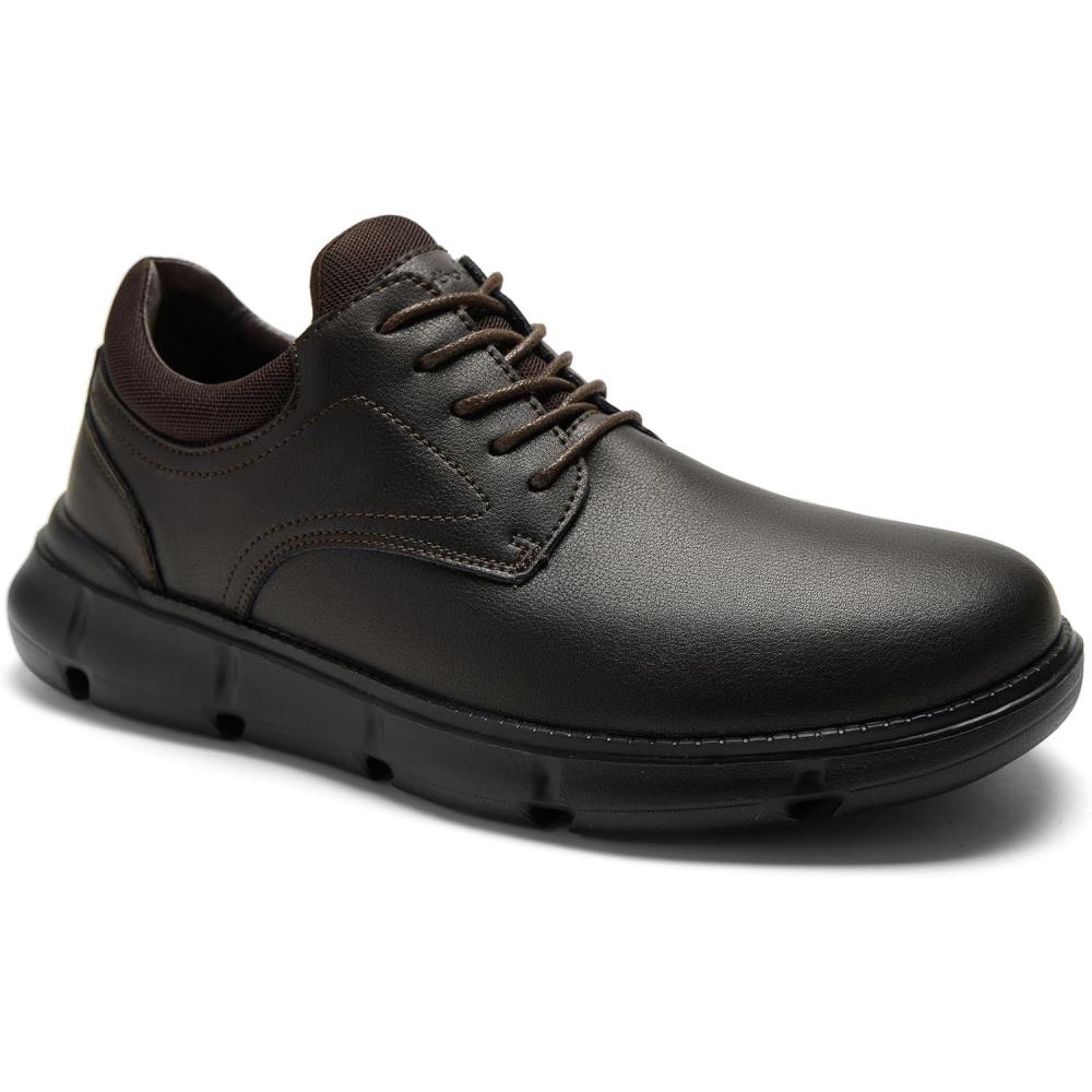 imageMens Orthopedic Wide Business Leather Dress Shoes  Arch Support Plantar Fasciitis Classic Oxford  Comfortable Cap Toe Orthotics Patent Tuxedo Sneakers for Foot and Heel Pain ReliefWk2brown