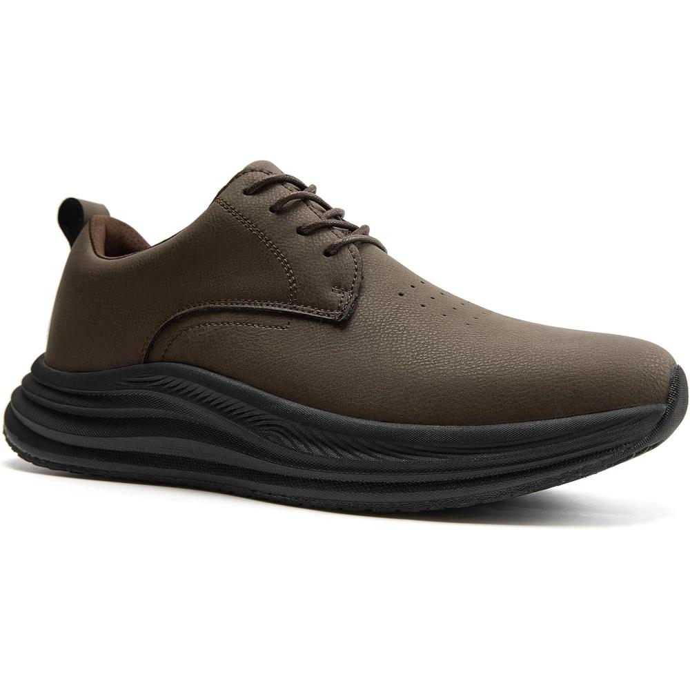 imageMens Orthopedic Wide Walking Dress Shoes  Arch Support Plantar Fasciitis Classic Formal Leather Oxford  Comfortable Casual Classic Flat Feet Orthotics Sneakers for Foot and Heel Pain ReliefWk2brown