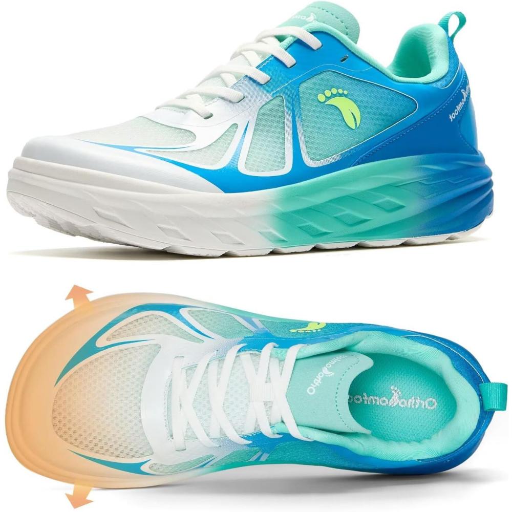 imageOrthoComfoot Mens Orthopedic Diabetic Wide Running Shoes Comfortable Arch Support Plantar Fasciitis Sports Sneakers Casual Orthotic Swollen Tennis Work Walking Shoes for Foot and Heel Pain ReliefK3azure Blue