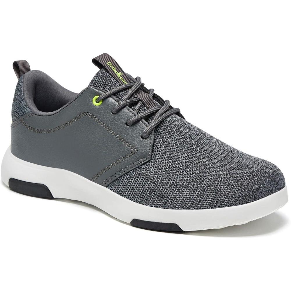 imageOrthoComfoot Mens Orthopedic Fashion Sneakers with Arch Support Comfortable Plantar Fasciitis Walking Shoes Casual Breathable Flat Feet Shoes for Foot and Heel Pain ReliefW4dark Grey