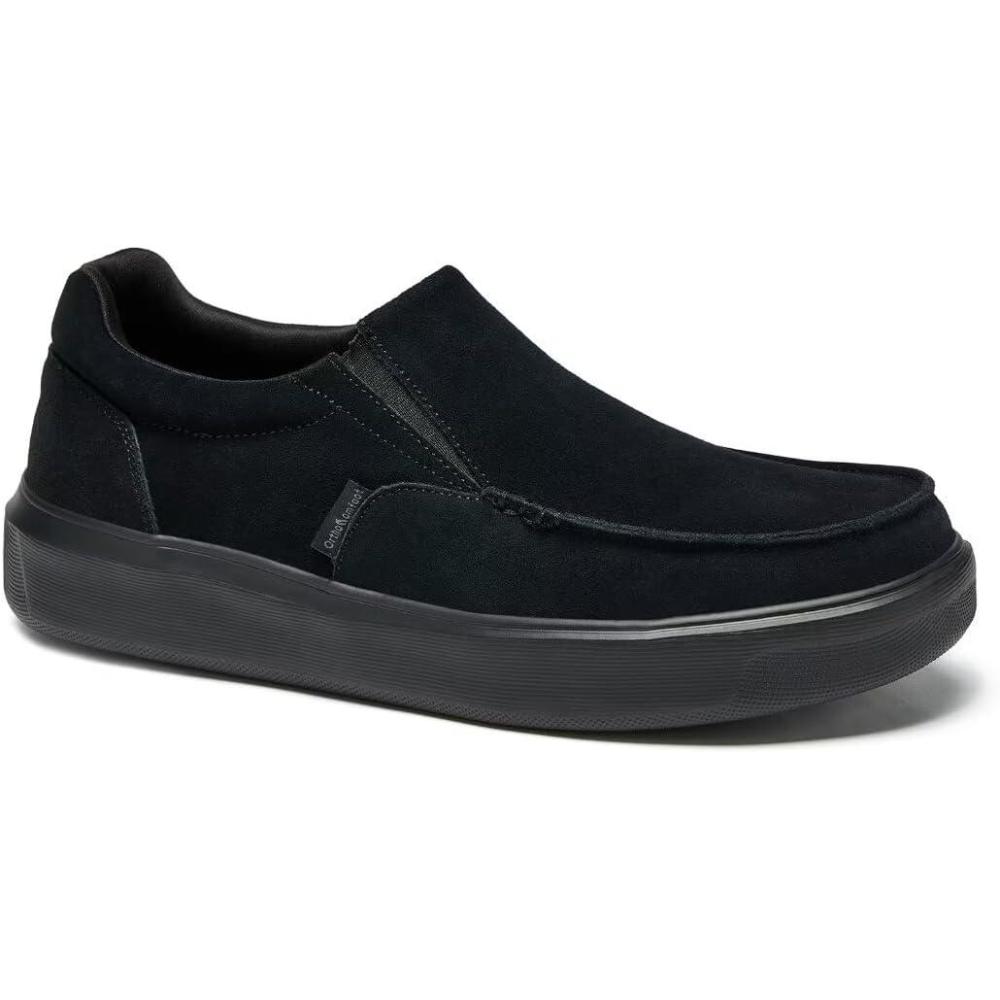 imageOrthoComfoot Mens Orthopedic SlipOn Loafers Walking Shoes Casual Arch Support Loafers for Plantar Fasciitis Comfortable Orthotic Dress Shoes for Foot and Heel Pain ReliefW1black