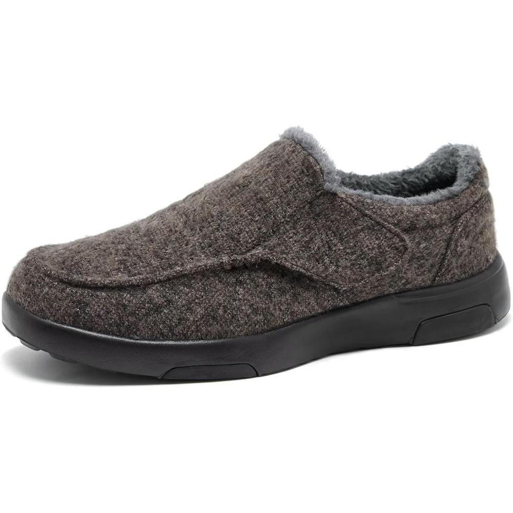 imageOrthoComfoot Mens Orthopedic Slippers Walking Shoes with Arch Support Slip On Loafers for Plantar Fasciitis Casual Flat Feet Hook and Loop Mule Clogs for Foot and Heel Pain ReliefW2brown